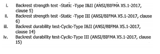 ANSI BIFMA 5.1 2017 Backrest durability test cyclic type
