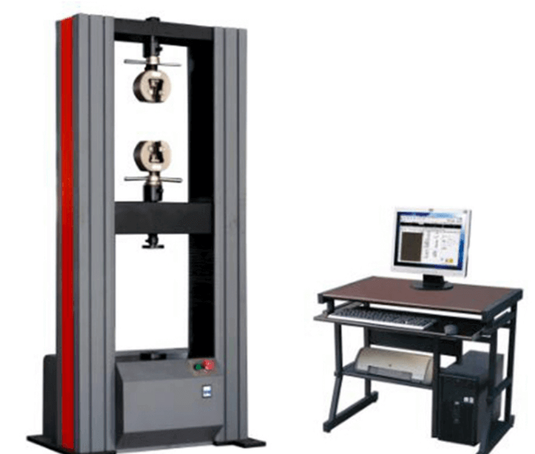 What is the function of the tensile testing machine?